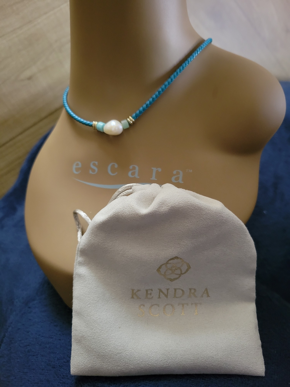 Kendra Scott Turquoise Raven Braided Choker Necklace With Baroque Pearl